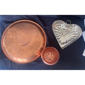 Vintage Paul Revere, Coppercraft Guild Set Tray Heart Mold Cup 3 Piece